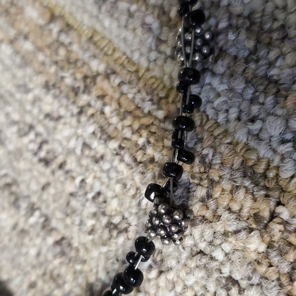 Rhea Black & Silver Beaded Choker Necklace - Picture 3 of 5